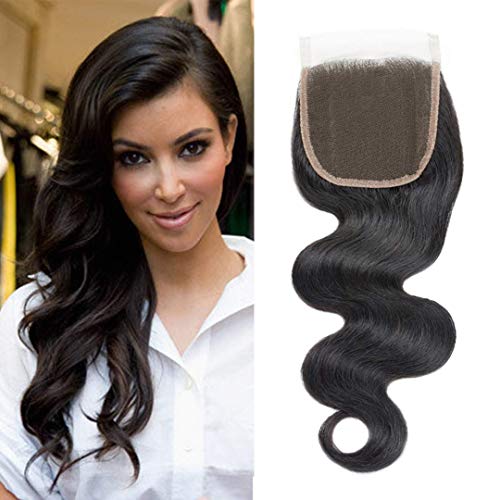 Brazilian Body Wave Lace Closure, 8inch 4x4 Free Part Lace Closure, Natural Black Brazilian Virgin Human Hair Swiss Lace Closure(8