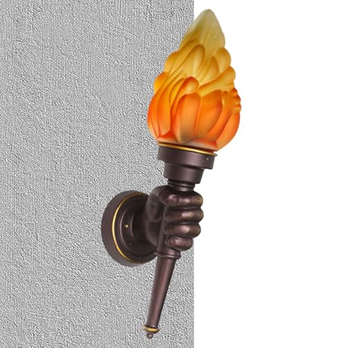 Generico Lampada da Parete Industriale Rustica a Torcia – Design Creativo con Fiamma per Ristorante Café e Bar | Applique in Metallo per Montaggio a Parete o Plug In