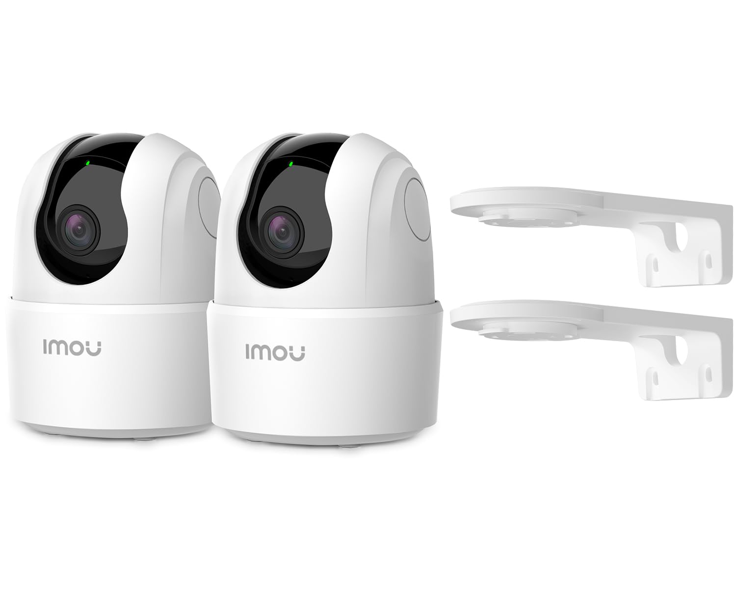 Imou Lot de 2 2K(3MP) Caméra Intérieure 360°+ Lot de 2 Supports de Montage pour Ranger 2C 2K- Kit Surveillance Bébé/Animaux avec Détection IA, Suivi Auto, Audio Bidirectionnel