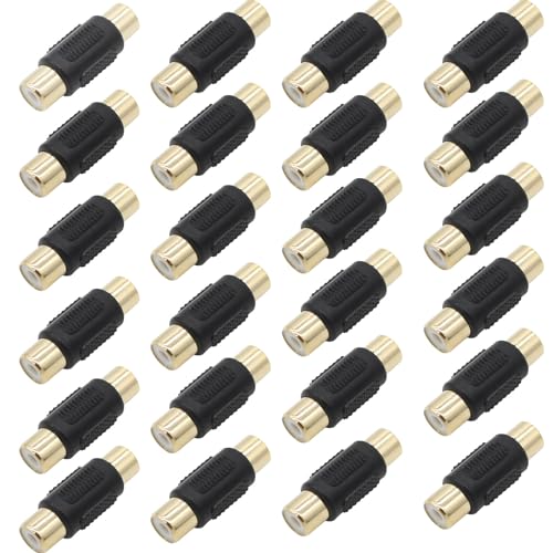 AIMHDUTY RCA Female to RCA Female Coupler Adapter 24-Pack Gold Plated for Phono Speaker RCA Cable Amplifier