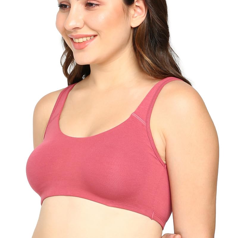 Image of BLOSSOM Women's Anti- Microbial Treated Fabric Double-Layered Cups, Keyhole Back Design, and Easy Slip-On Everyday Bra Aesthetic Bra