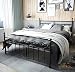 TEMMER Reinforced Metal Bed Frame Queen Size with Headboard and Stable Metal Slats Boxspring Replacement/Footboard Single Platform Mattress Base, Black (Queen, Black).