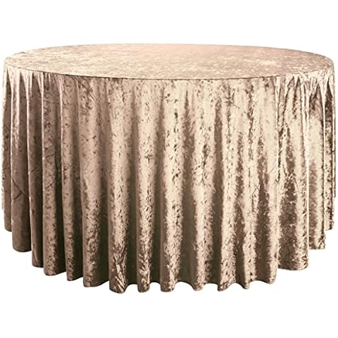 RCZ Décor RCZ Decor Velvet Tablecloth Overlay Washable Fabric Wrinkle Resistant 70” Round Tablecloth for Banquets, Weddings, Parties and More Champagne 749 Cover