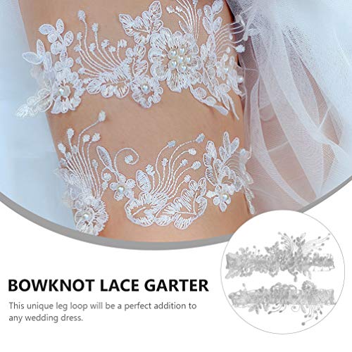 ABOOFAN 1 par Anel para a Festa de Casamento Lace Garter Cintos Strass Elástica Perna Lingerie Nupci