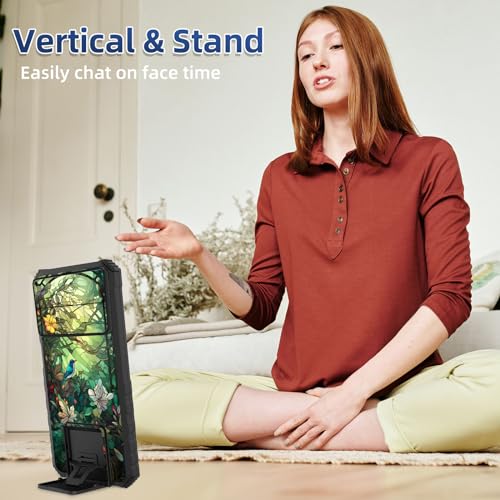 for Google Pixel 8 Phone Case 6.2" with Slide Camera Cover & Built-in Kickstand Slim Dual Layer Hybrid Soft TPU Hard PC Shockproof Protective Case for Pixel 8 5G 2023,Magpie Peony Bird Flowers by GFRGTFHYT - Used condition - Image 5