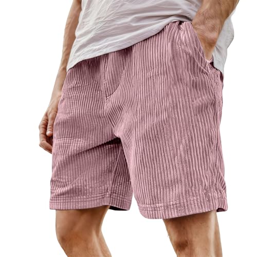 Pantalones Cortos Hombre Bolsillos-Pantalones Cortos Casuales de Pana Retro con Logotipo Bordado y cordón Ajustable para Mayor Comodidad y Estilo.