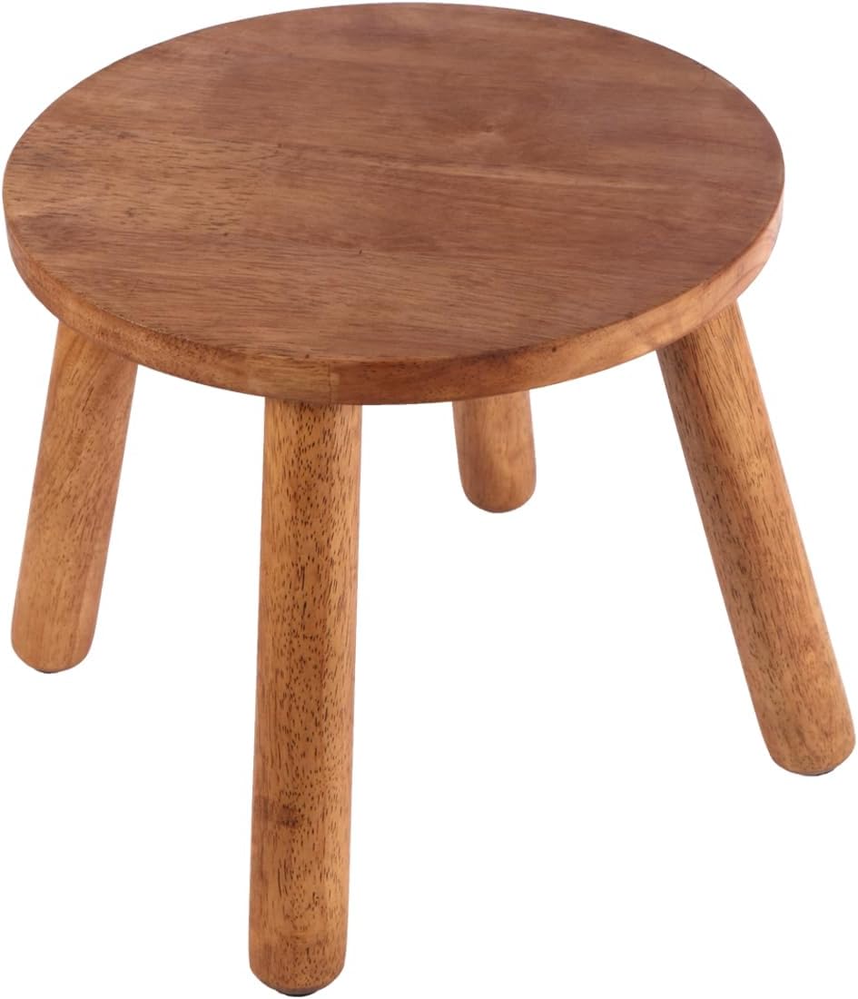 Round Solid Wooden Step Stool， Garden Stool，11.8''H,Plant Stool ，Wood Legs Detachable for Plant Stand, Kitchen, Bathroom，Bedroom，Livingroom (Walnut, 11.8inch)