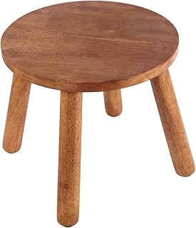 Round Solid Wooden Step Stool， Garden Stool，10''H,Plant Stool ，Wood Legs Detachable for Plant Stand, Kitchen, Bathroom，Bedroom，Livingroom (Walnut, 10inch)