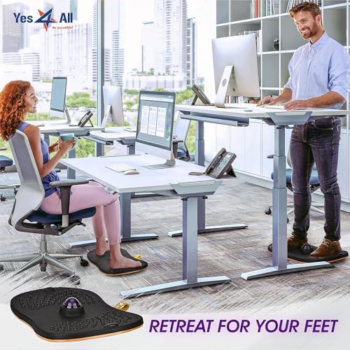 Image of Yes4All Wobble Balance Board for Standing Desk /Anti-Fatigue Office Foam Pad - Standing Desk Mats, Rocker Board, Office Accessories, Wobble Board With Massage Ball