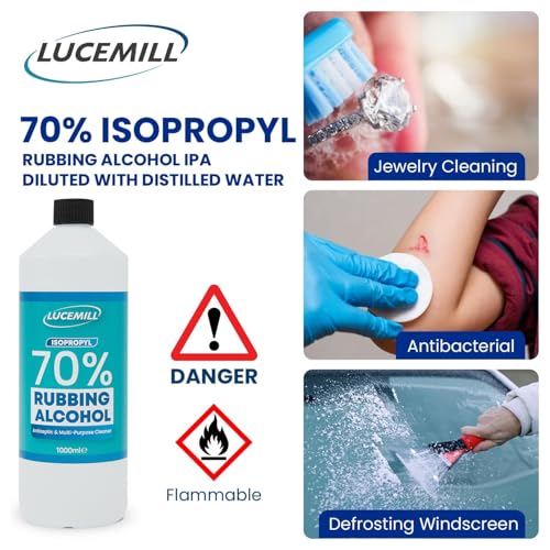 Lucemill 70% Rubbing alcohol | Super Strength IPA First Aid Antiseptic | 70% Isopropyl Alcohol | Clear Liquid (Screw Cap, 1 Litre) - Image 5