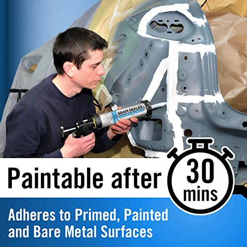 Berkland BGWHITEAUTOSEAMSEALER Polyurethane Seam Sealer Automotive Compound Kit - Durable & Flexible Auto Body Filler - Seam & Joint Compound For Bare, Primed Or Painted Surfaces - Automotive Seam Sealer White - Rv Roof Sealant thumb #2