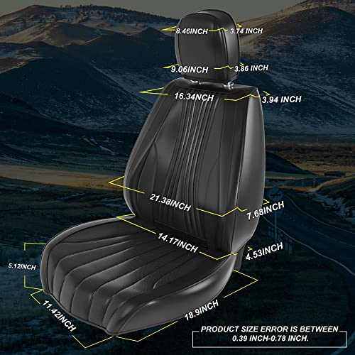 Feelon 2 Pieces Lb Front Car Seat Covers, Waterproof Nappa Leather Front Car Seat Protectors With Headrests, Universal Auto Interior Fit For Sedans Suv Pick-Up Truck, Black #TOP3