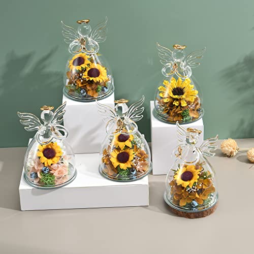 Flowers Valentines Day Gifts For Her Wife Girlfriend Sunflower Glass Angel For Grandma Valentines Day Gifts Mothers Day Hydrangea Gifts For Women Mom Decorations Birthday Gifts For Mom #TOP6