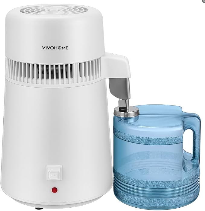 VIVOHOME Water Distiller Countertop 1.06 Gallon/4L 750W Distilled Water Machine with Smart Switch Purifier Filter for Home Office, White