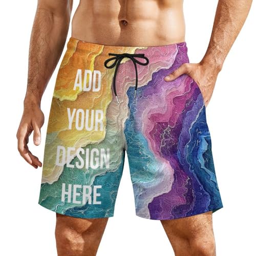 Custom Swim Trunks Design Your Own Board Shorts Add Photo/Image/Text/Logo Personalized Beach Shorts for Men