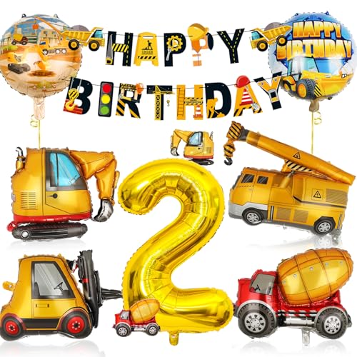 Bagger Geburtstag Deko 2 Jahre, Baustellen Geburtstagsdeko 2 Jahre Junge,...