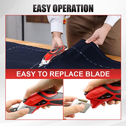Image of Cordless Electric Scissors with Two Blades, TOOLSPACE Electric Cardboard Cutter Fabric Scissors for Cutting Fabric, 4V Lithium-Ion 2 Pcs Rechargeable Battery, Easy Carry and Fast Charging