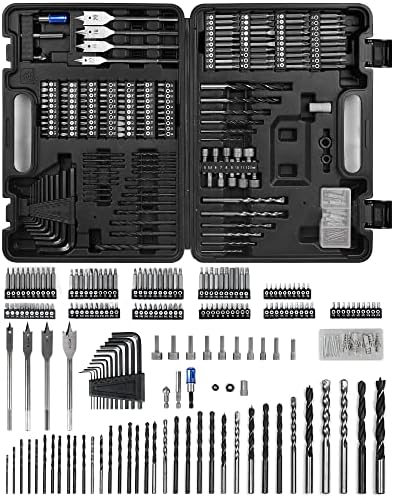 WESCO Drill Bit Set, 199Pcs Combination Drill Bit Sets Includes HSS Twist Drill Bits, Masonry Drill Bits, Wood Drill Bits, Driver Set, Screwdriver Bits & More in Case/WS9965