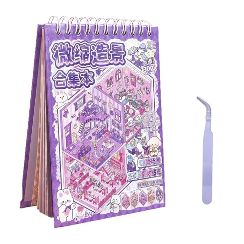 10 Stück 3D House Stickers, mit Pinzette, 3D Sticker Scene, Hausaufkleber Aufkleberszenen, Sticker Szene Buch, Sticker Therapy, für Erwachsene