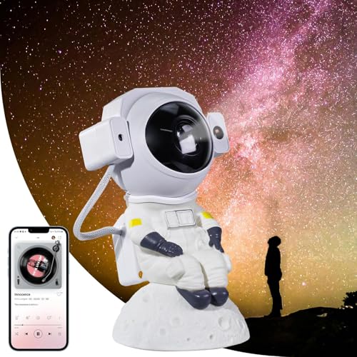 Aurevita Astronaut Sternenhimmel Projektor – Galaxy Star Nachtlicht mit Timer, Fernbedienung, 360° drehbar, Deckenprojektion für Kinder, Erwachsene Stimmungslicht