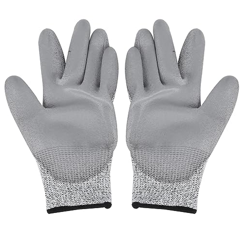 Hyuduo Cut Resistant HPPE Safety Gloves, Oil Proof, Non Slip for Woodworking Machinery Factory, With PU Coating