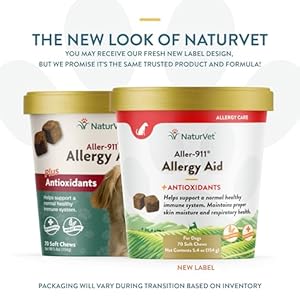 NaturVet Aller 911 Advanced Allergy Aid for Dogs Cats–Antioxidant Rich Pet Supplement with Omegas DHA EPA–Helps Support Dog Immune System Cat Respiratory Health Skin Moisture 70 Soft Chews