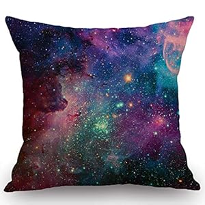Swono Throw Pillow Case Galaxy Cotton Linen Square Cushion Cover Standard Pillowcase for Men Women Home Decorative Sofa Armchair Bedroom Livingroom 18 x 18 inch
