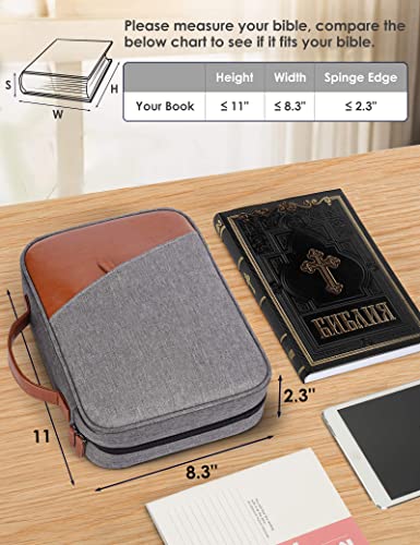 Heouvo Bible Covers For Men, Bible Carrying Case With Pockets/Leather Handle, Multi-Functional Large Size Zippered Bible Bag, Great For Bible Study/Daily Use, Perfect Gift For Men Boys #TOP1