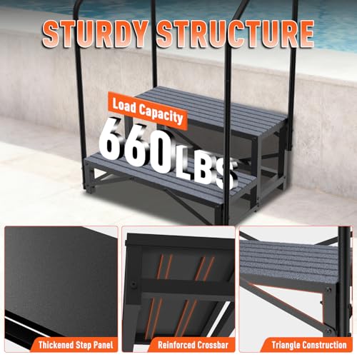 Image of 2-Step RV Steps with Dual Handrails, Heavy Duty Steel, 660 LBS Max Load