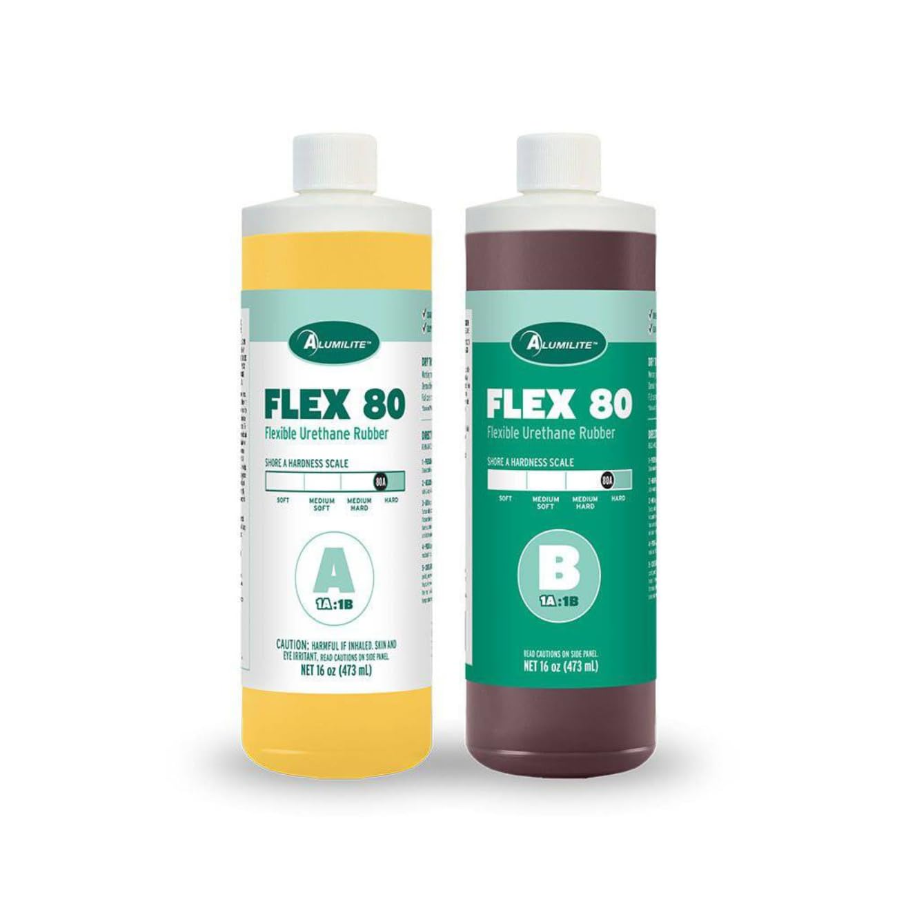 Alumilite Flex 80 Urethane Rubber, 32 oz, Durable Flexible Casting Resin for Rubber Molds & Parts, with Shore Hardness of 80A, Industrial Components, Hard Duplication, and Custom Mold Making