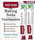 Red Seal Baking Soda Toothpaste - Fluoride-Free Herbal & Mineral Formula, Vegan-Friendly, Cruelty-Free, SLS and Paraben-Free, No Artificial Flavors, NATRUE Certified Natural, Dry Mouth Relief (2 Pack)