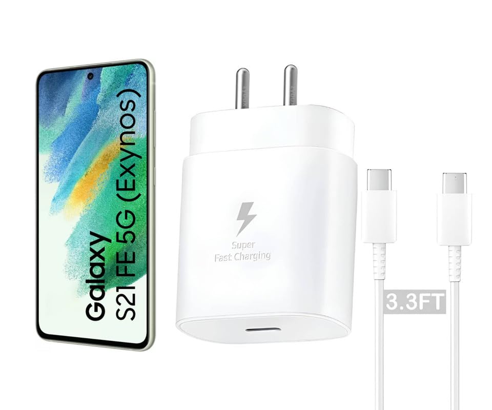 Image of 25W Type C Charger for S21 Fe 5G | USB C to C Port Super Fast Charging Adapter for Tab S9 Ultra /S9 Fe /S9 plus /A9 /A9 Plus /S8, 25 w Quick Mobile Phone Adaptor USB-C Device, White