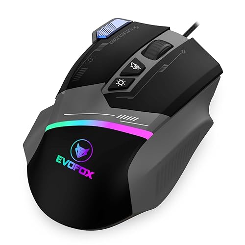 EvoFox Blaze Ultra Value 8 Button Programmable Gaming Mouse with 1000Hz Polling Rate | Gaming Grade DPI 200 to 12800 | Ultra-Responsive 7000fps | RGB Lights with Music sync Mode | Windo
