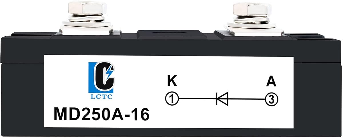 200amp Diode Anti-Reverse One Way Diode MD 250A (200A)-16 Voltage Range:AC < 400VAC;DC 3-1000V;For Charging;Commonly Used in photovoltaics, Solar Energy,Car Panels 12V 24V 36V 120V