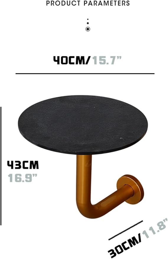 L Shaped Desk, L Shaped Wall Table, Modern Style Cocktail Pub Table for Living Room Bistro Bar Kitchen Island Flintstone Top Iron Base - Black, 15.7x16.9in