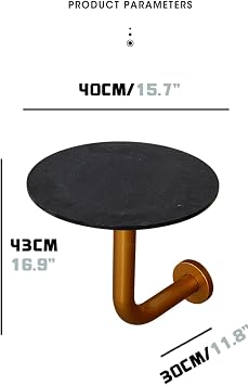 L Shaped Desk, L Shaped Wall Table, Modern Style Cocktail Pub Table for Living Room Bistro Bar Kitchen Island Flintstone Top Iron Base - Black, 15.7x16.9in