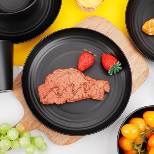 LIYH 36-Piece Black Wheat Straw Dinnerware Set for 12 - Image 4