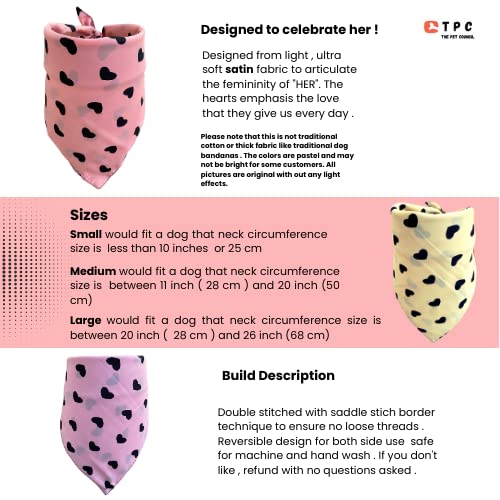 Tpc Heart Series Girl Dog Bandana | 3 Pack | Double Stitched Soft Satin Fabric | Adjustable Fit | 3 Different Sizes | Machine Washable Dog Scarf And Bibs (Medium) #TOP2