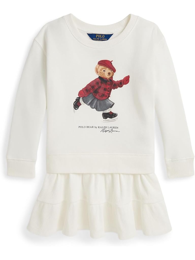 Bone Polo Ralph Lauren Polo Bear Fleece Dress (Toddler/Little Kid)