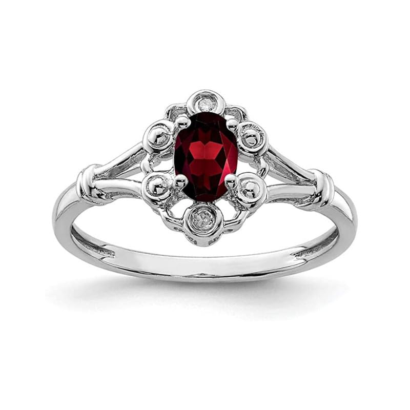 Cadeau pour elle bague grenat rouge ovale en argent pour fiançailles