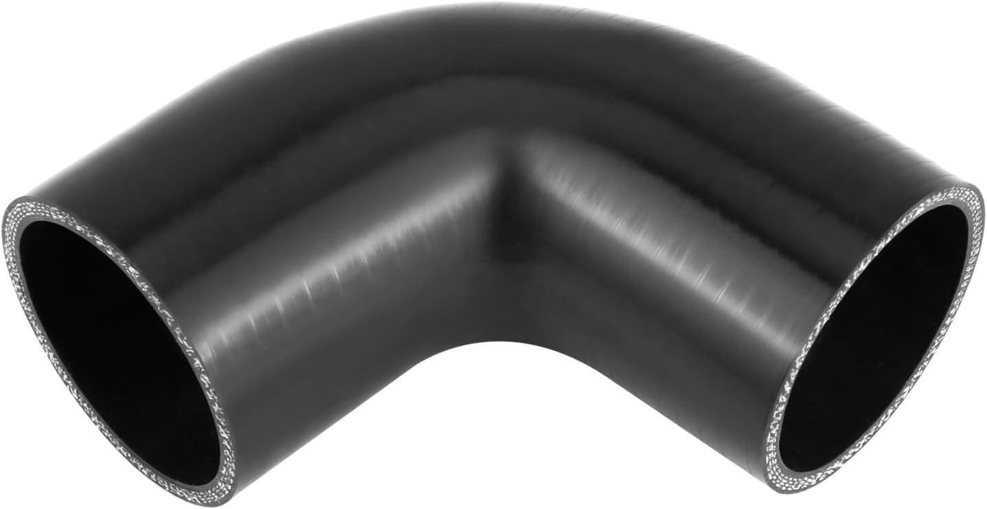 QWORK 90 Degree Elbow Silicone Hose, 2.5" ID 4-Ply Reinforced Silicone Hose for Turbo, Intercooler and Intake, 4" Long