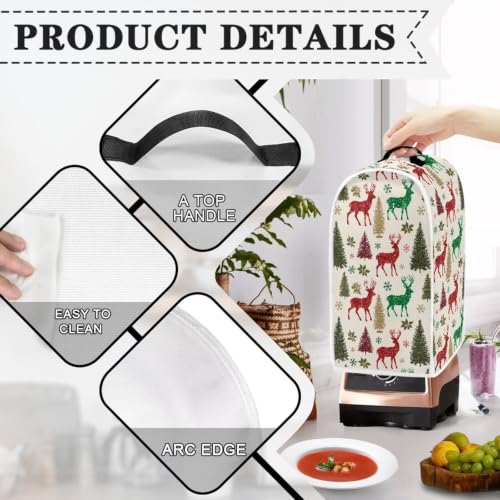 Image of Christmas Trees Deer Blender Dust Cover, Anti Fingerprint Polyester Stand Mixer or Coffee Maker Appliance Protector, Holiday Machine Washable Blender Cover for Kitchen Appliance