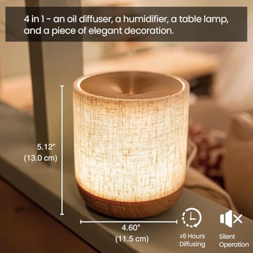ZmarKraft Essential Oil Diffuser 7 fl oz (200ml) with Fabric Cover and Night Lamp | Ultrasonic Aroma Diffuser | Humidifier with Lights | Room Decor | Small Humidifier for Bedroom | Housewarming Gift - Image 4