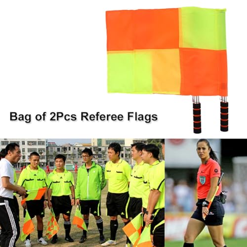 Fußball Schiedsrichterflagge, 2 Stück Schiedsrichterflagge mit Aufbewahrungstasche für Sportspiele mit Tragetasche für Fußballbahn für Volleyball Fußball