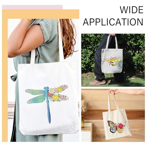 Image of GLOBLELAND Canvas Tote Bag Embroidery Kit with 2 Pcs Storage Bag 1pc Embroidery Hoop 18 Pcs Embroidery Needles 4 Sheets Bee Butterfly Water-Soluble Embroidery Stabilizers 24 Pcs Threads