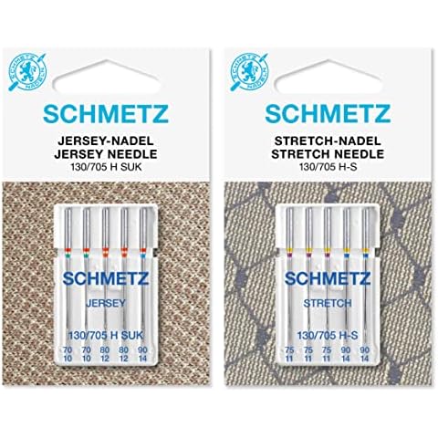 Schmetz Sewing Machine Needles Assortment (10 Needles) - Jersey (Ball Point) & Stretch, Sizes 70/10, 75/11, 80/12 & 90/14 (130/705) Cover