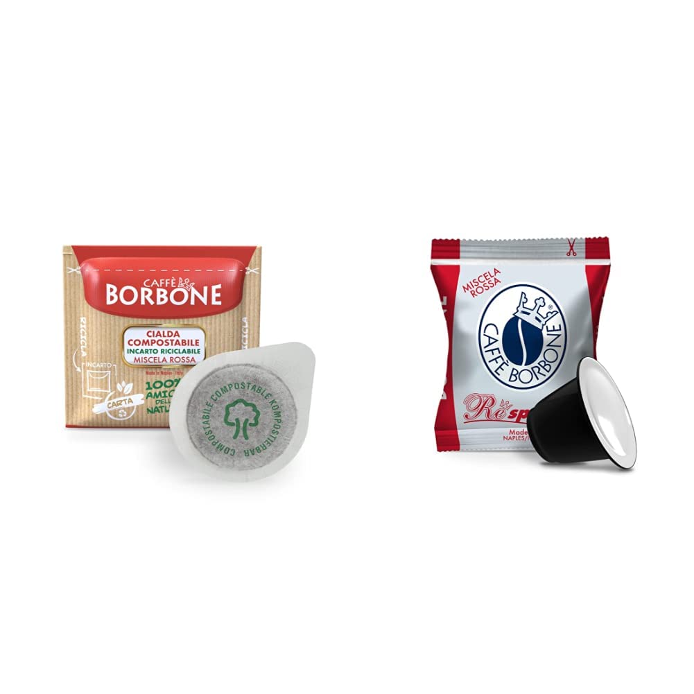 Caffè Borbone Cialda Compostabile, Miscela Rossa - 100 Cialde - Sistema ESE & Respresso, Miscela Rossa - 100 Capsule - Compatibili con le Macchine ad uso domestico Nespresso®*