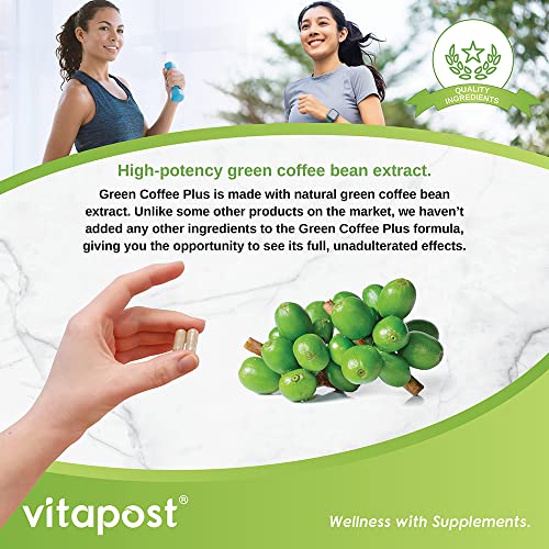 Green Coffee Plus By Vitapost | Premium Green Coffee Bean Extract. Supports Weight Loss, Rich In Antioxidants. Non-Gmo, Vegan & Gluten Free. 60 Capsules #TOP4