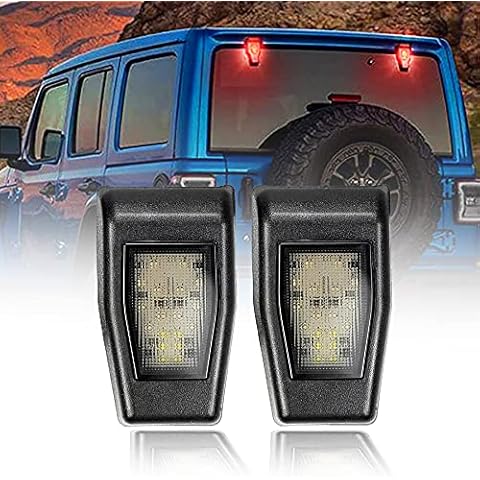 EMIHO Window Glass Hinge Cover with LED Fit for Jeep Wrangler JK JKU 2007-2018 Rear Window Glass Hinge Trim Brake Reverse Running Light 2Pcs Cover