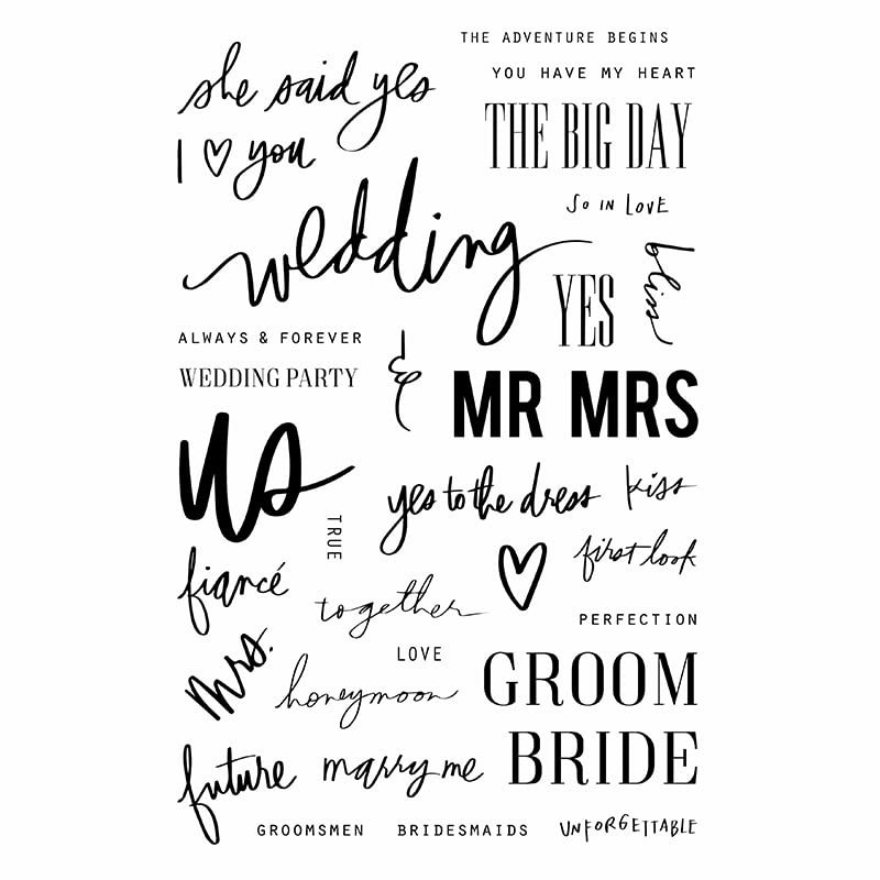 Wedding Words Stamps for Card Making DIY Scrapbooking Mr Mrs Groom Brids Words Transparent Silicone Seal Stamping Stamps for Paper Crafting Arts Crafts Scrapbooking Supplies Scrapbook Album Decor
